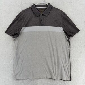 Tasso Elba Polo Shirt Mens Medium Gray Supima Colorblock Knit Golf Casual Top